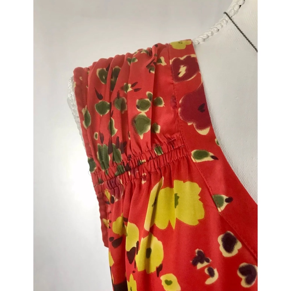CABI Red Floral Sleeveless Tunic Blouse - Picture 4 of 7